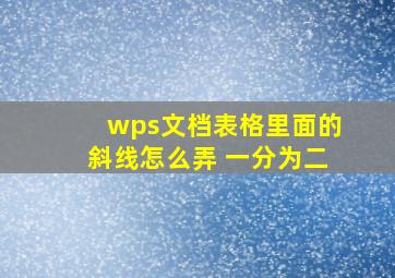 wps文档表格里面的斜线怎么弄 一分为二